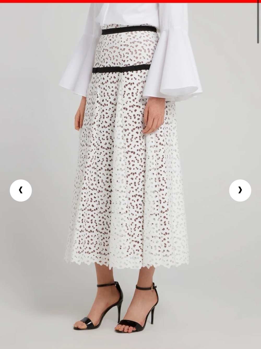 Just Cavalli WHITE PERFORATED MIDI skirt fits like a 2/4 size 42
